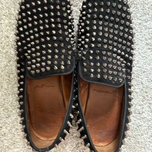 Christian Louboutin Black Spiked Loafers
